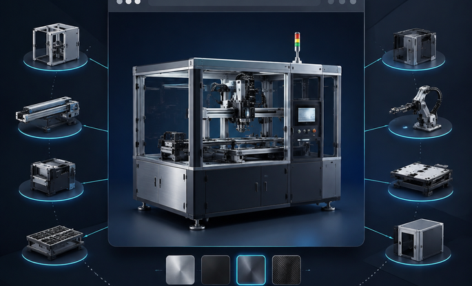 Modulare Industriemaschine mit digitalen Konfigurationsoptionen und austauschbaren Komponenten