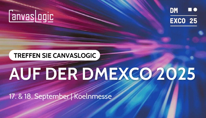 Dieses Bild stellt eine Einladung dar, CanvasLogic auf der DMEXCO 2025 zu besuchen.